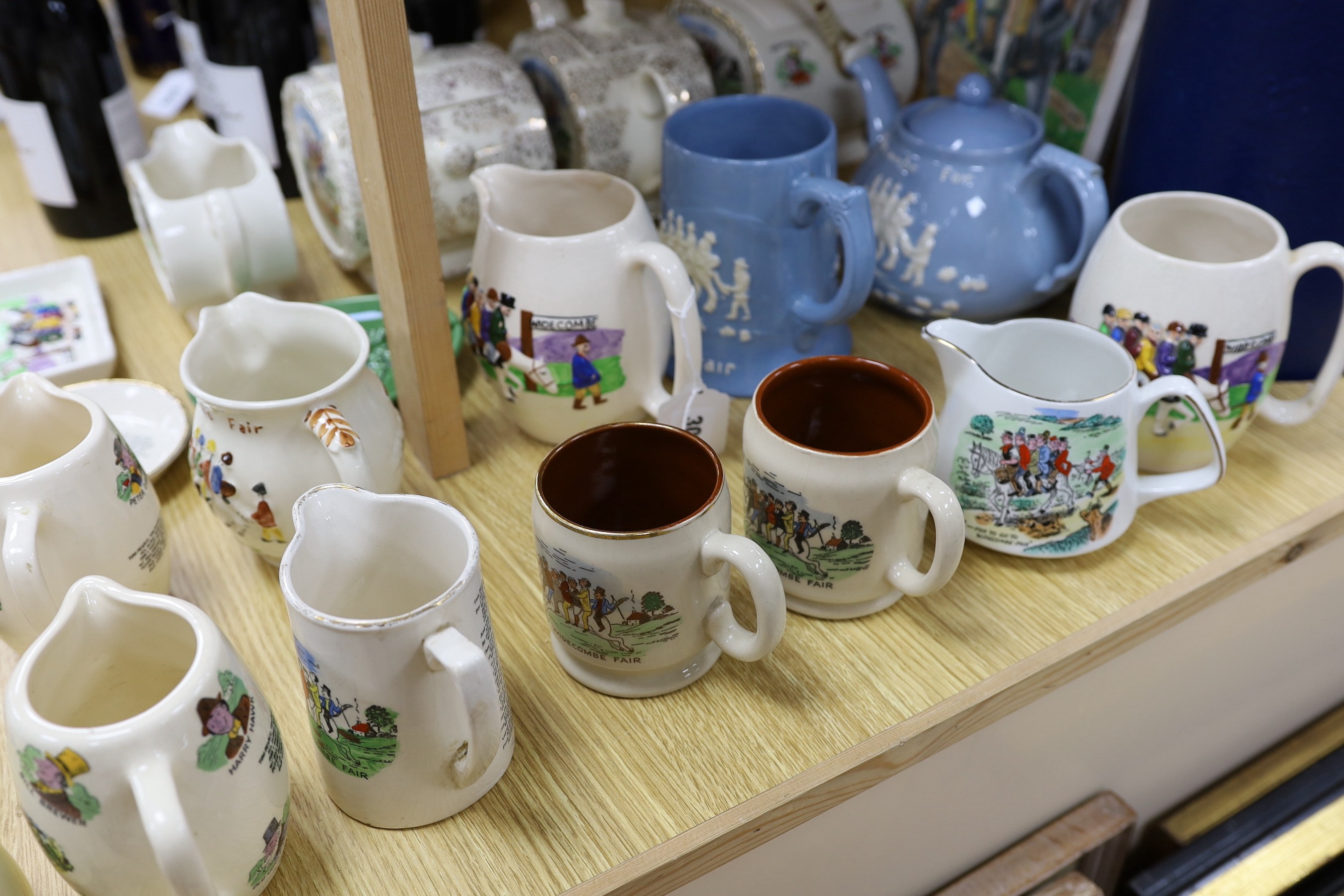 A quantity of novelty items relating to Widecombe Fair, to include jugs, teapots etc.